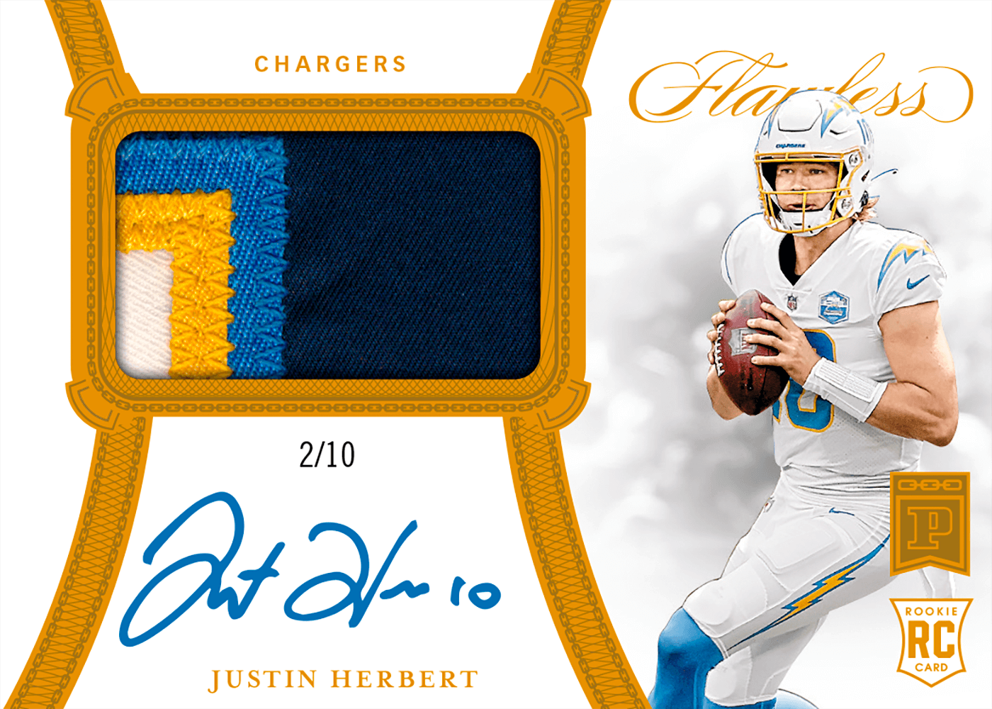 2020 Panini Flawless Football - BC Rookie Patch Autographs #4 - Justin  Herbert [2/10]