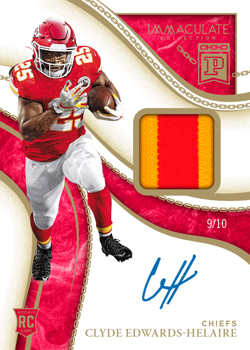2020 Panini Immaculate Collection Football - BC Immaculate Signature  Patches Rookie #11 - Clyde Edwards-Helaire [9/10]