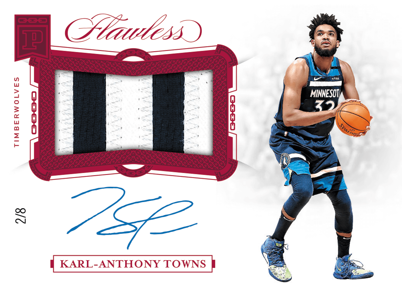 2019 Panini Flawless Basketball - BC Horizontal Patch Auto Ruby #17 - Karl-Anthony  Towns [2/8]
