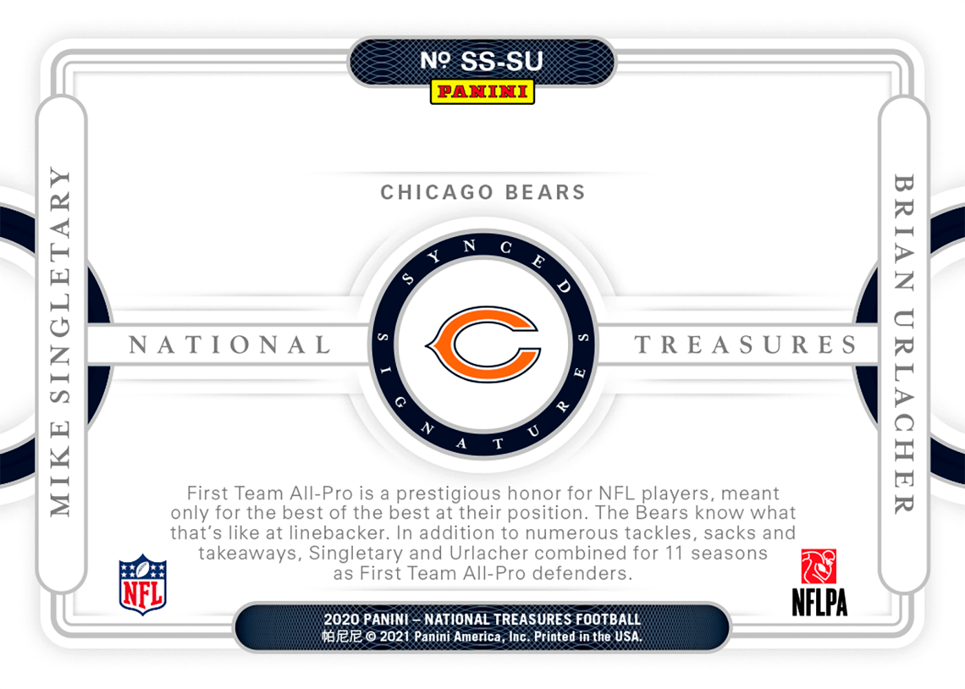 Brian Urlacher Autographed 2021 Panini National Treasures Collegiate C