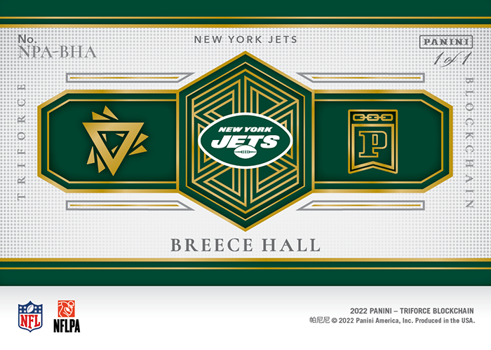 2022 Panini Triforce Blockchain Breece Hall 1/1 NFL Prime Autograph