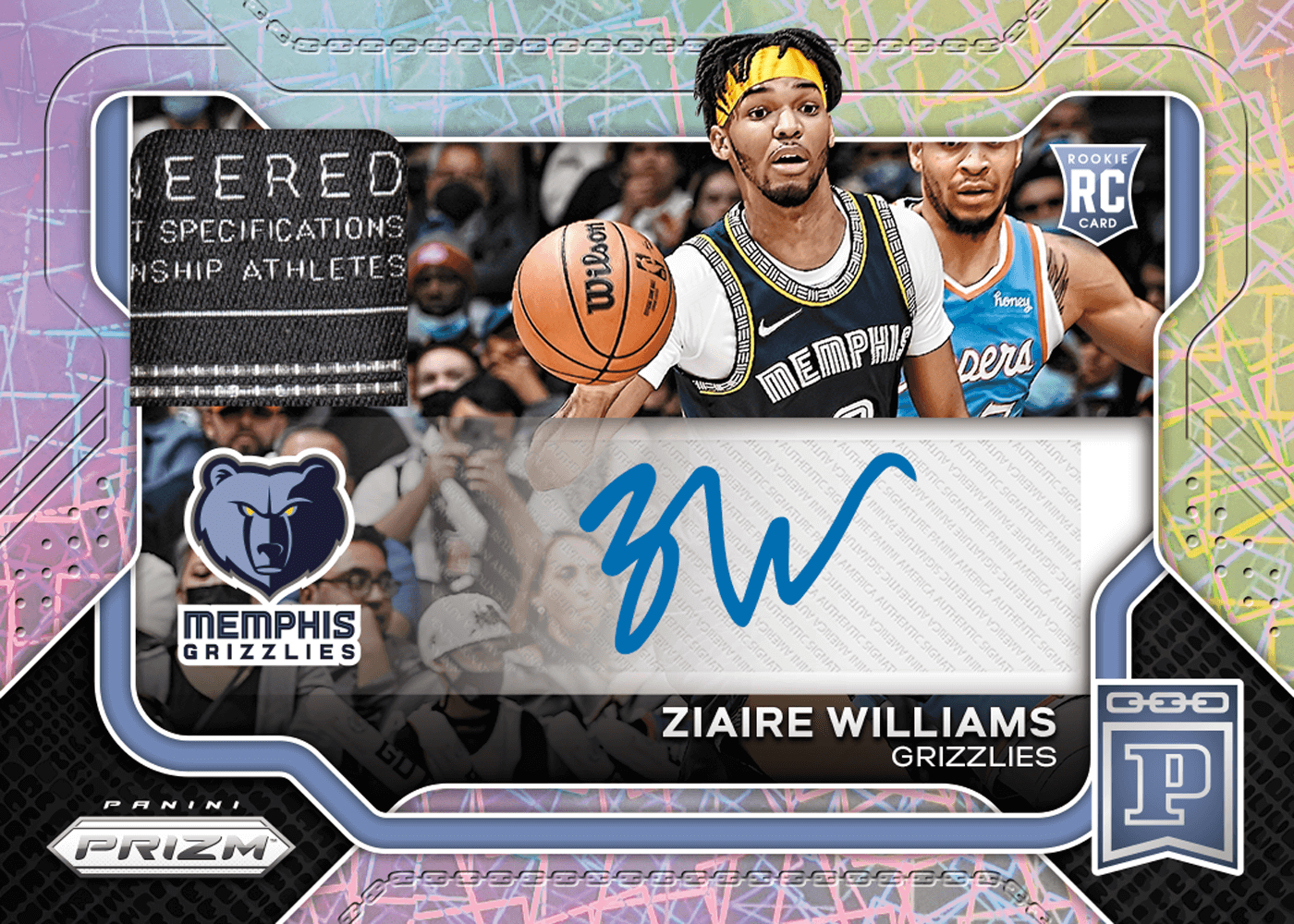 2022 Panini Prizm Blockchain Ziaire Williams 1/1 NBA Laundry Tag Autograph