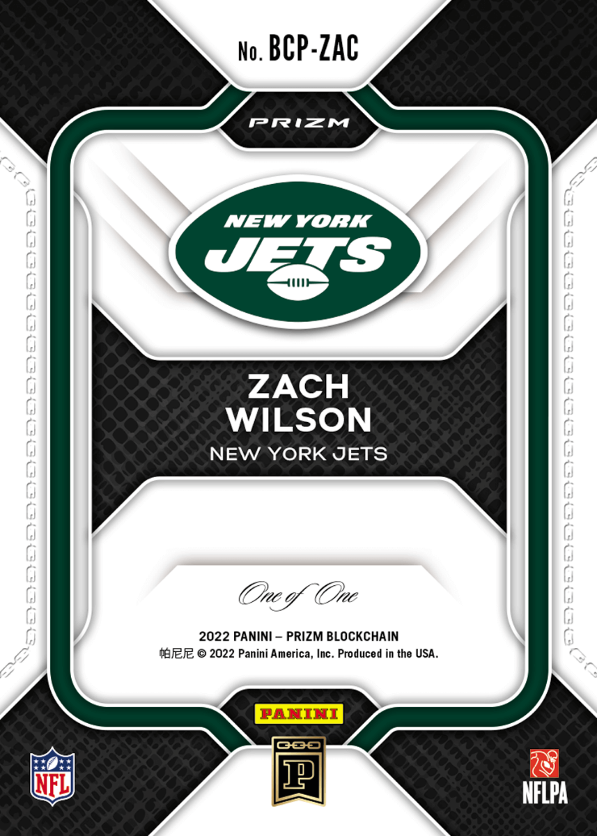 2022 Panini Elements Electric #4 Zach Wilson Jersey Card #42/70