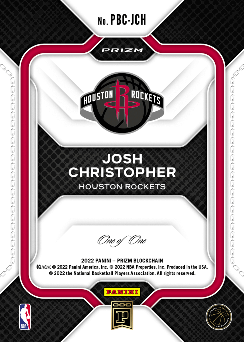 2022 Panini Prizm Blockchain Josh Christopher 1/1 NBA Laundry Tag Autograph