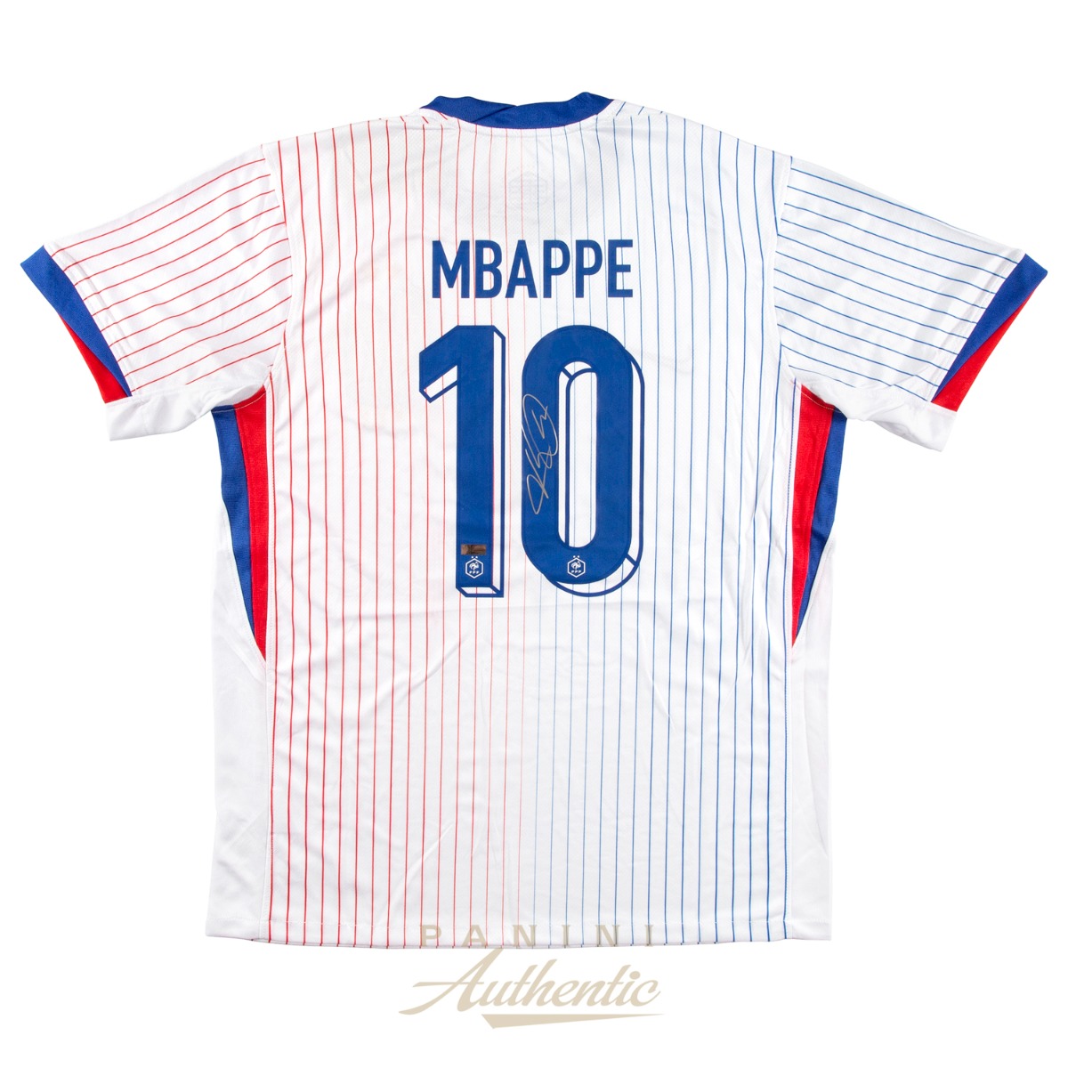 Product image for - Kylian Mbappe Autographed 2024 France National Team White Replica Away Jersey ~O