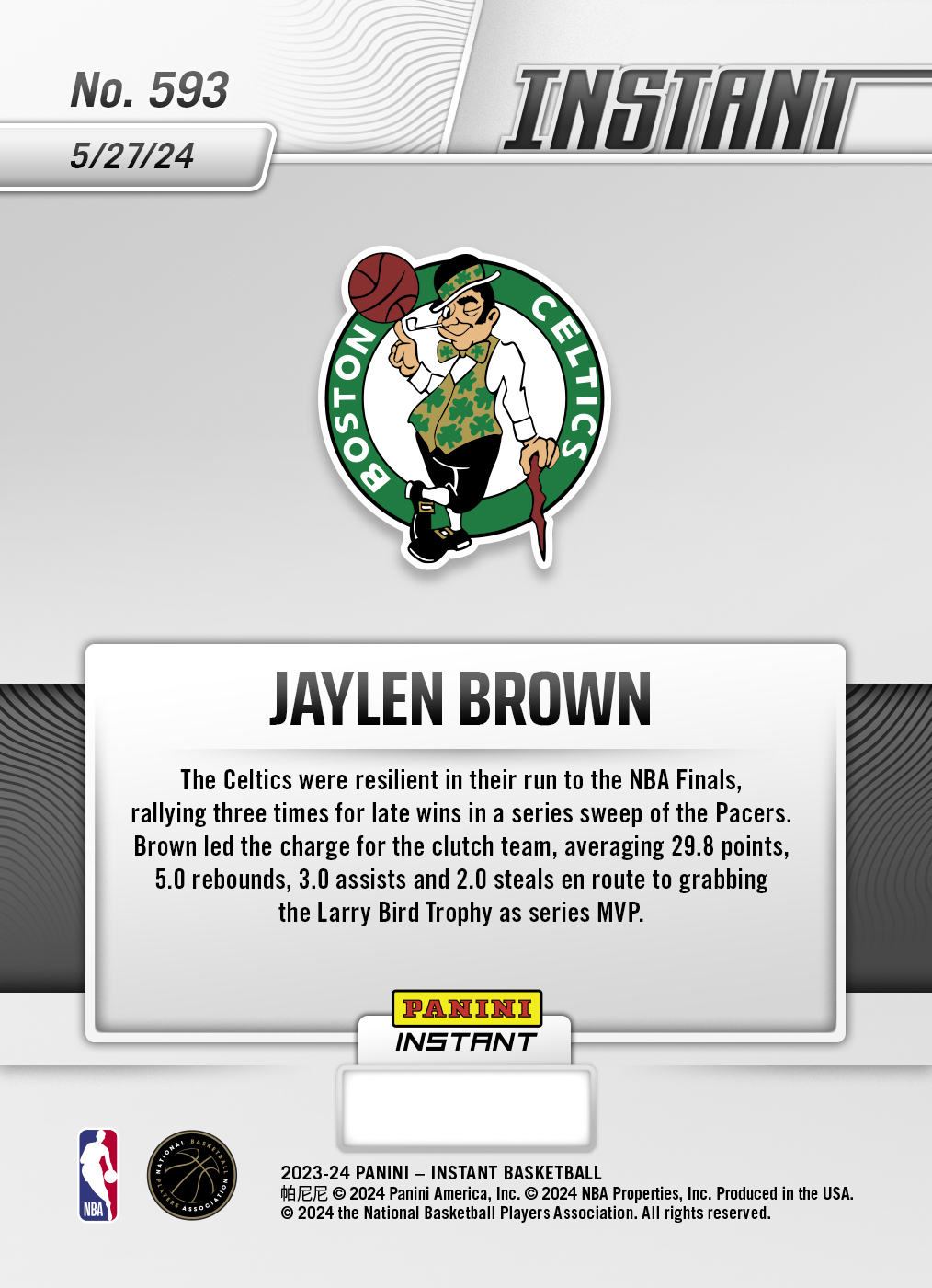 Jaylen Brown - 2023-24 Panini Instant NBA #593 - Base Card 25-pack