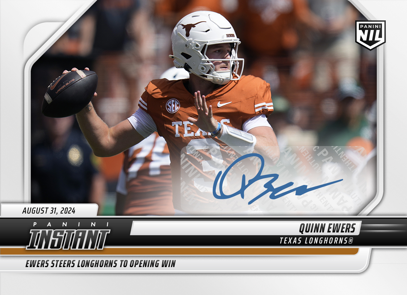 thumbnail image 2 of Quinn Ewers - 2024 Panini Instant College Football #QEC - Jaguar /10 Auto 2 of 12