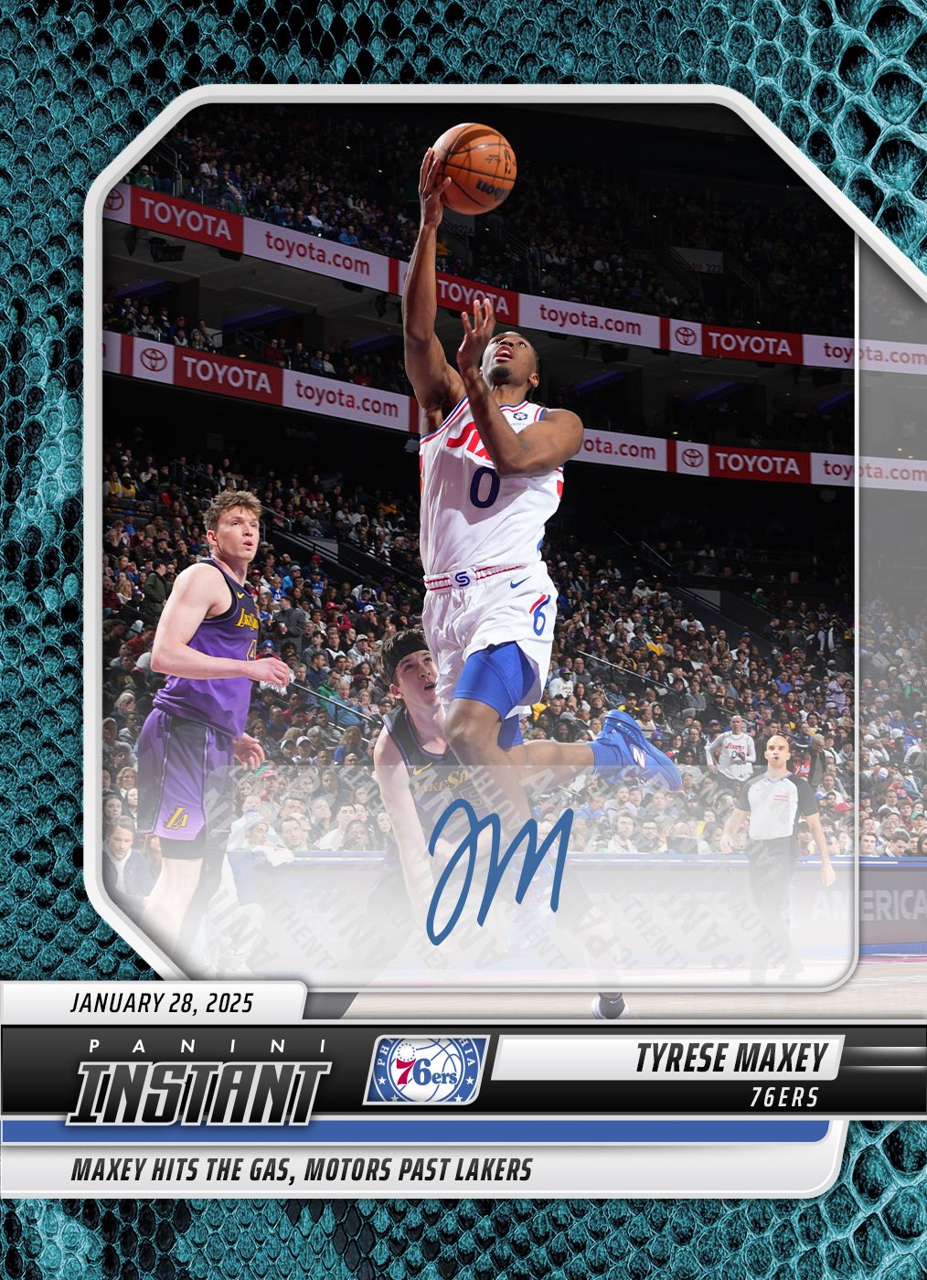 Tyrese Maxey - 2024-25 Panini Instant NBA #301 - Blue Viper 1/1 Auto