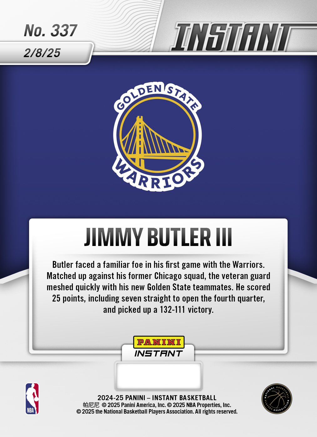 Jimmy Butler 202425 Panini Instant NBA 337 White Tiger /5