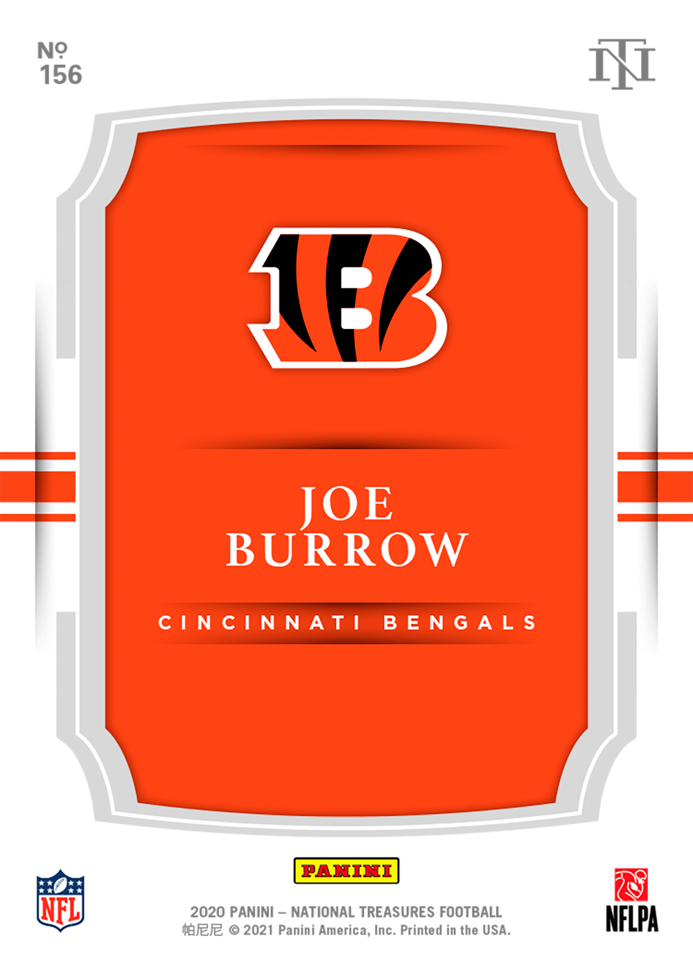 2020 Playoff National Treasures Football - BC Rookie NFL Gear Signature  Combos #1 - Joe Burrow [9/10]