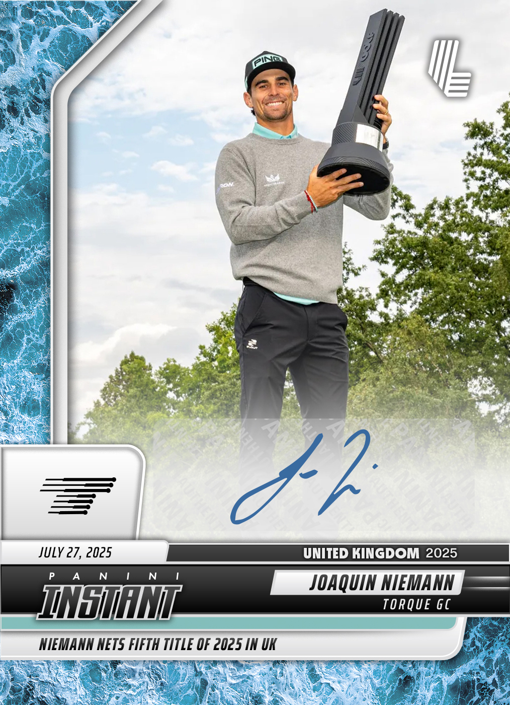 Product image 1 for - Joaquin Niemann - 2025 Panini Instant LIV Golf #103 - Water /10 Auto