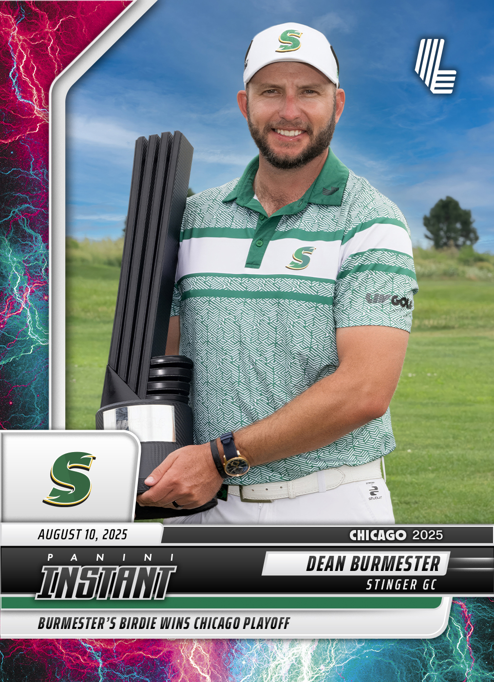 Product image 1 for - Dean Burmester - 2025 Panini Instant LIV Golf #105 - Lightning /5