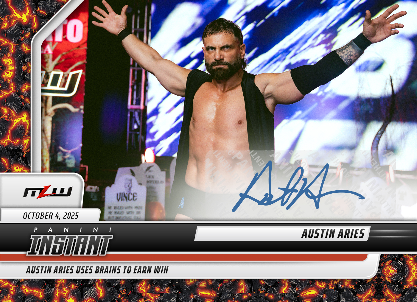 Product image 1 for - Austin Aries - 2025 Panini Instant MLW #24 - Magma 1/1 Auto