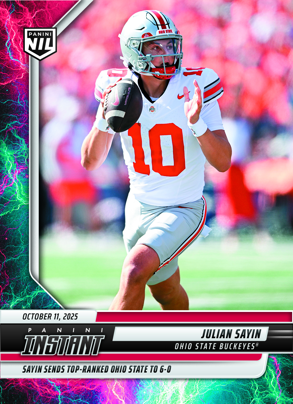 Product image 1 for - Julian Sayin - 2025 Panini Instant NIL College Football #JSE - Lightning /5