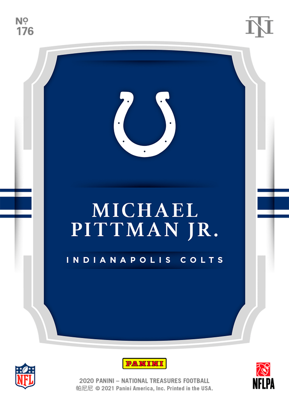 Michael Pittman Jr. Indianapolis Colts Autographed 2020 Panini National  Treasures Rookie Relic #176 #71/99 Card