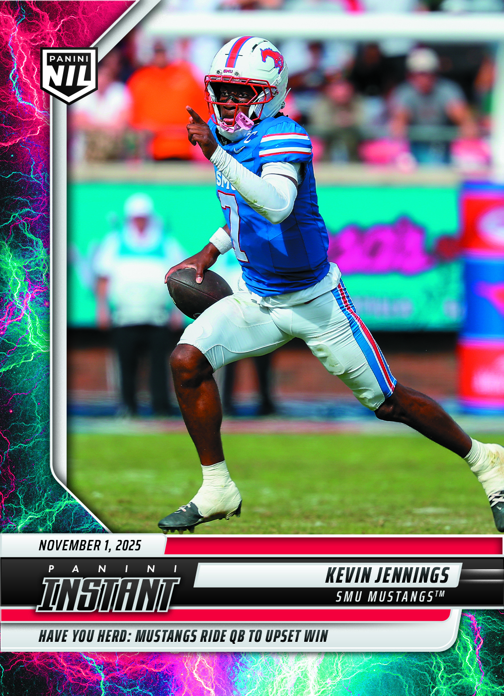 Product image 1 for - Kevin Jennings - 2025 Panini Instant NIL College Football #KJB - Lightning /5