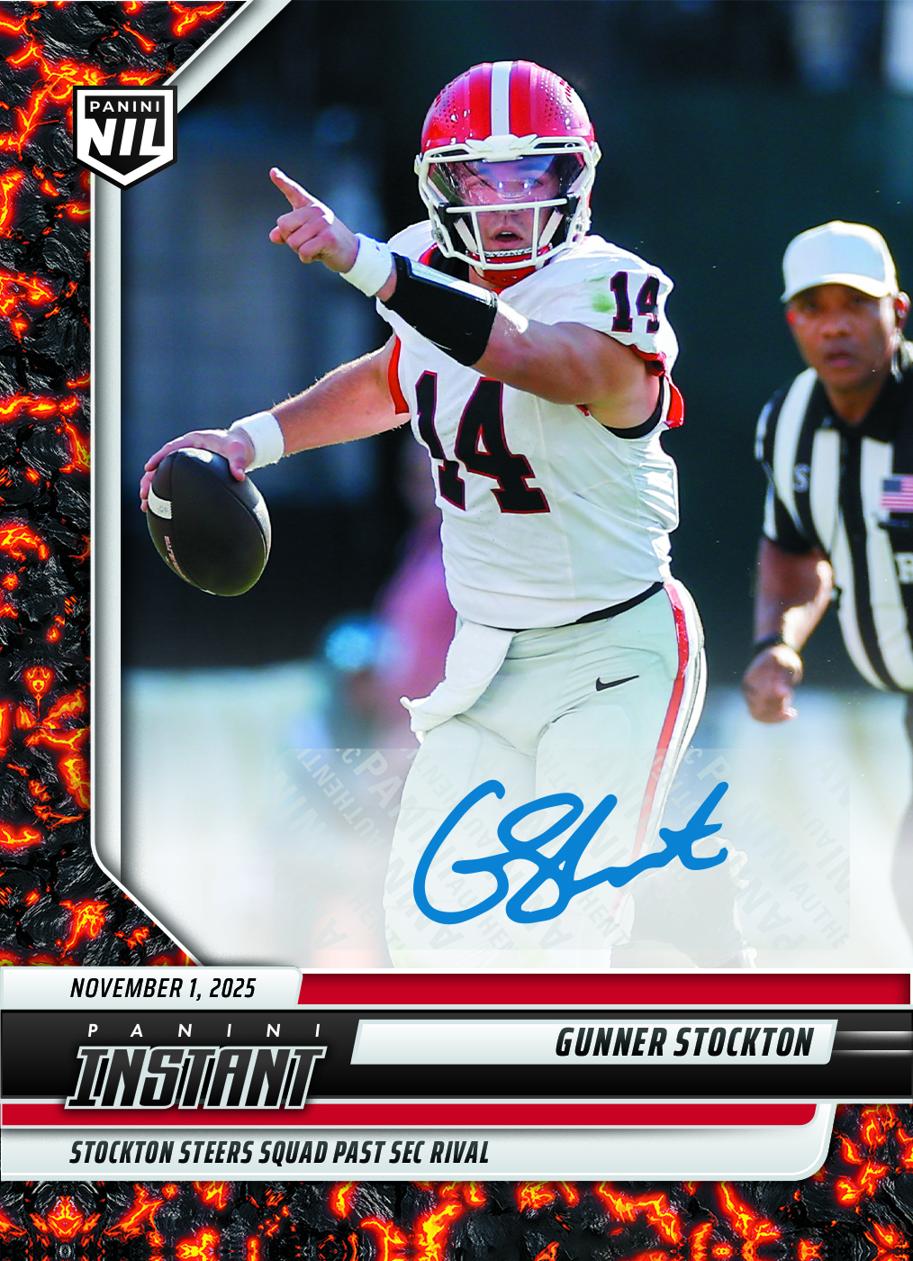 Product image 1 for - Gunner Stockton - 2025 Panini Instant NIL College Football #GSA - Magma 1/1 Auto
