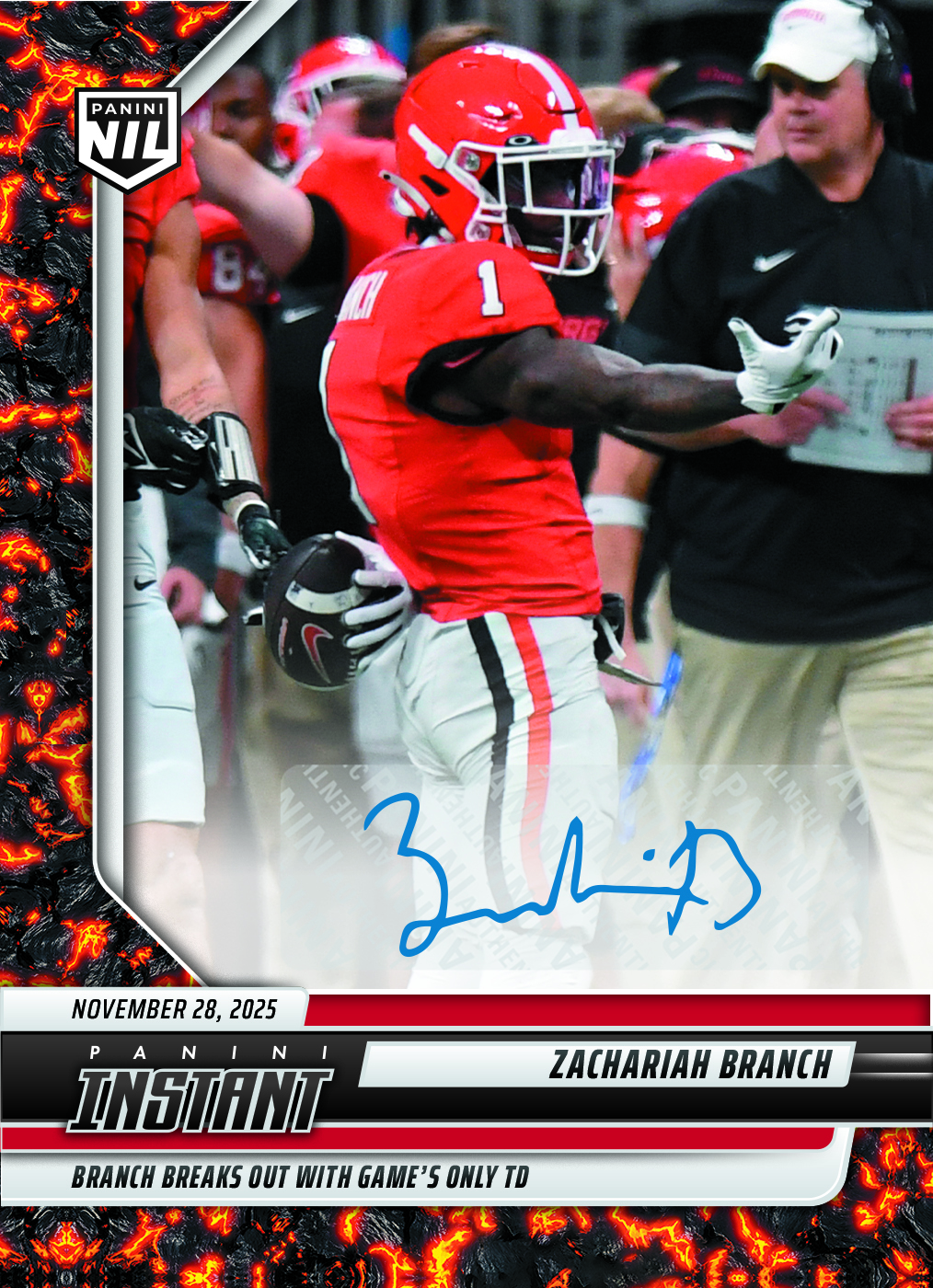 Product image for - Zachariah Branch - 2025 Panini Instant NIL College Football #ZBA - Magma 1/1 Aut