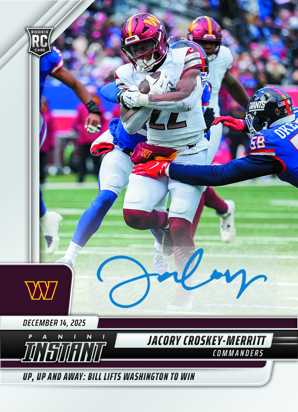 Jacory Croskey-Merritt - 2025 Panini Instant NFL #323 - Base Auto /99