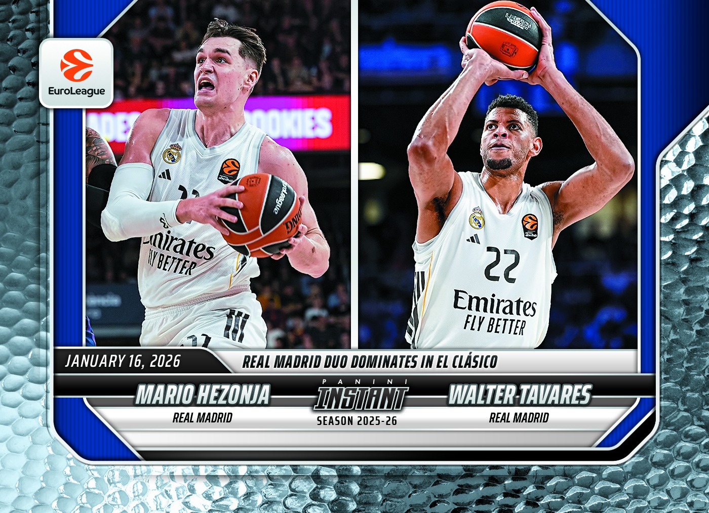 Product image 1 for - Mario Hezonja/Walter Tavares - 2025-26 Panini Instant EuroLeague #40 - Metallic /5