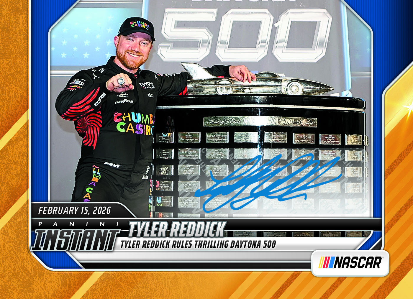 Tyler Reddick - 2026 Panini Instant NASCAR #5 - Gold /10 Auto
