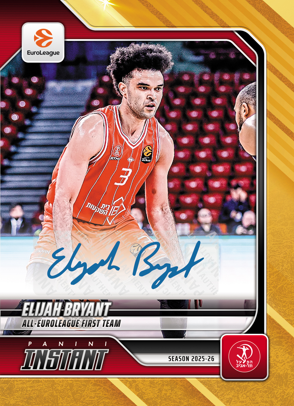 Product image 1 for - Elijah Bryant - 2025-26 Panini Instant EuroLeague #42 - Gold /10 Auto