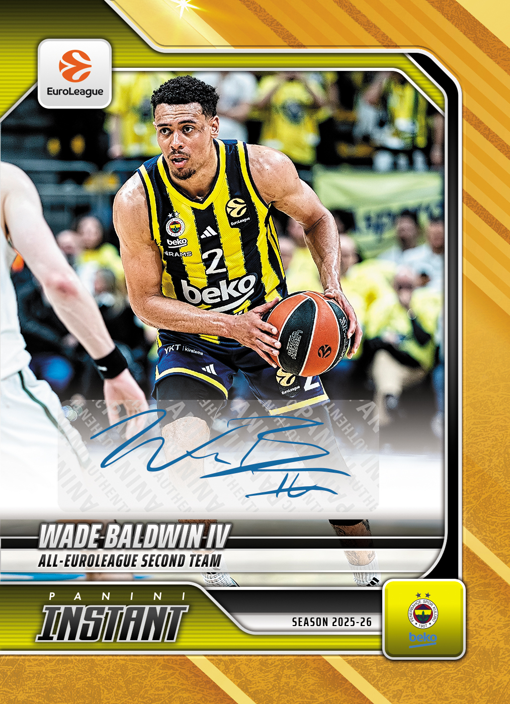 Product image 1 for - Wade Baldwin IV - 2025-26 Panini Instant EuroLeague #47 - Gold /10 Auto