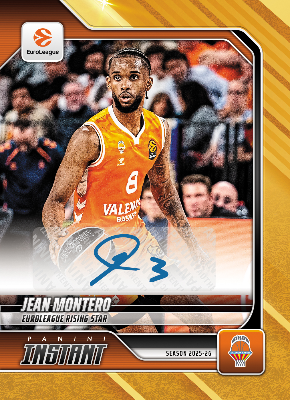 Product image 1 for - Jean Montero - 2025-26 Panini Instant EuroLeague #53 - Gold /10 Auto