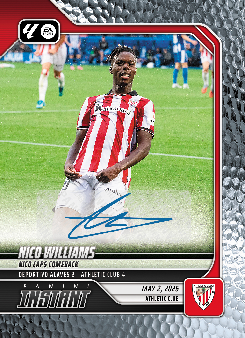Product image for - Nico Williams - 2026 Panini Instant La Liga #3 - Metallic /5 Auto