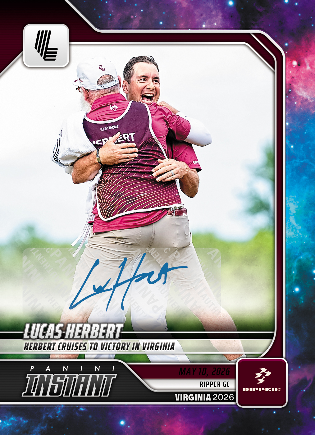 Product image 1 for - Lucas Herbert - 2026 Panini Instant LIV Golf #14 - Galaxy 1/1 Auto