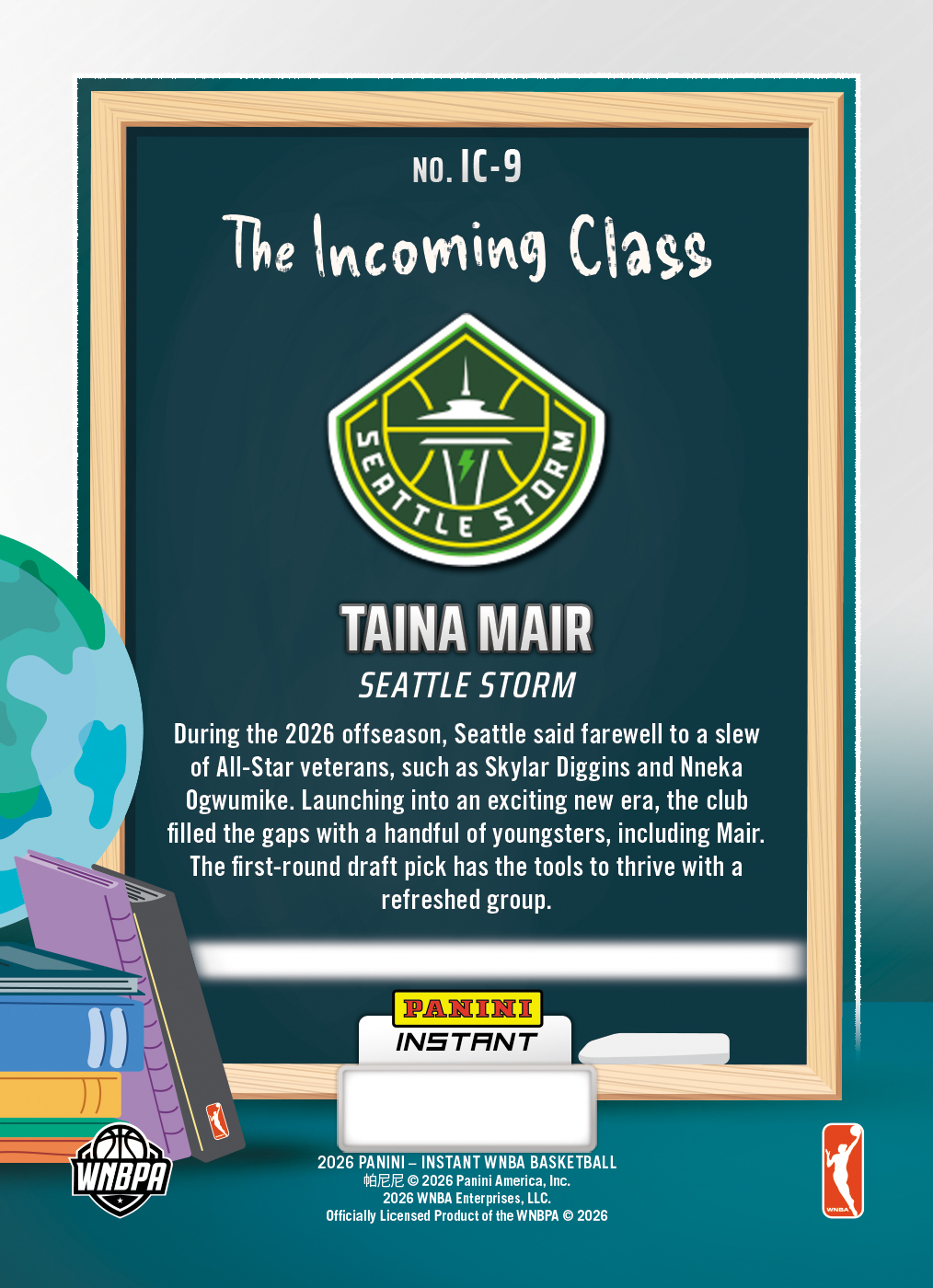 Product image 2 for - Taina Mair - 2026 Panini Instant WNBA The Incoming Class #9 - Base /25 Auto