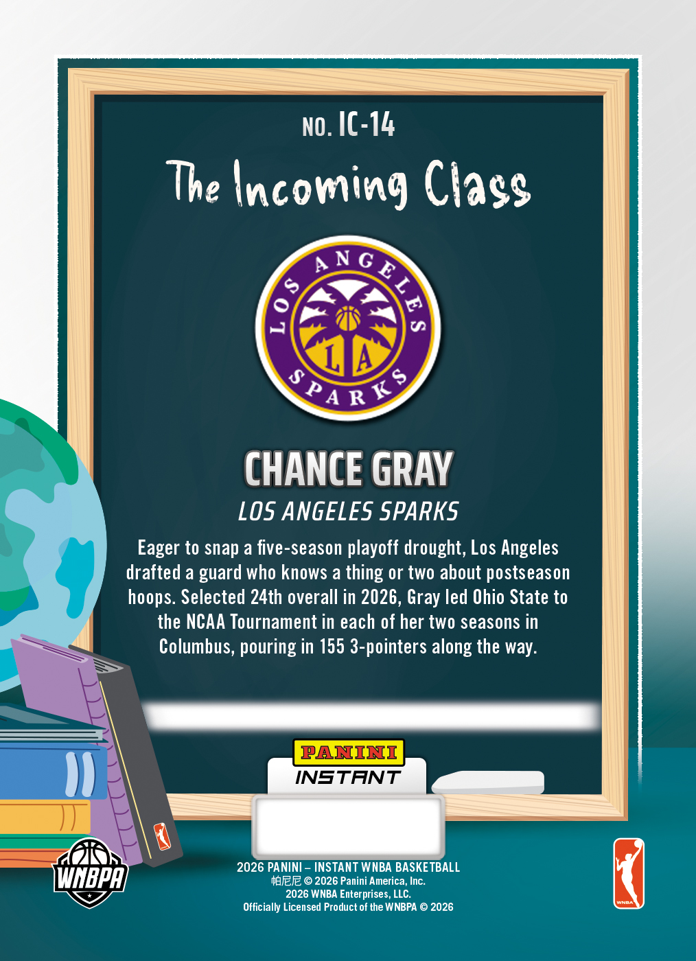 Product image 2 for - Chance Gray - 2026 Panini Instant WNBA The Incoming Class #14 - Base /25 Auto