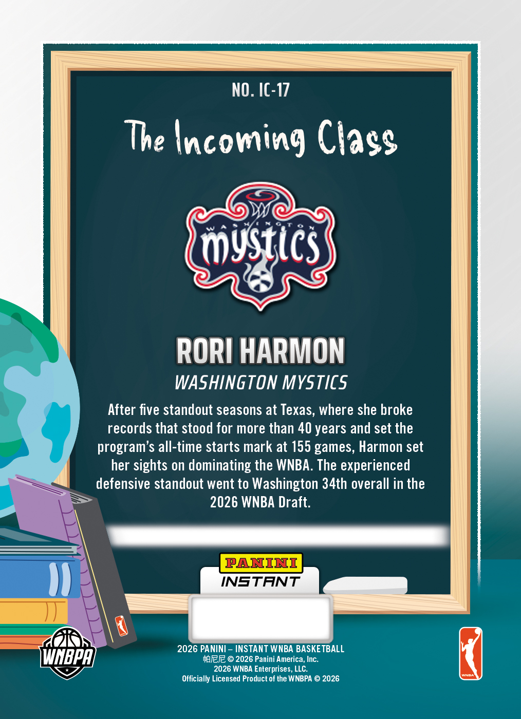 Product image 2 for - Rori Harmon - 2026 Panini Instant WNBA The Incoming Class #17 - Base /25 Auto