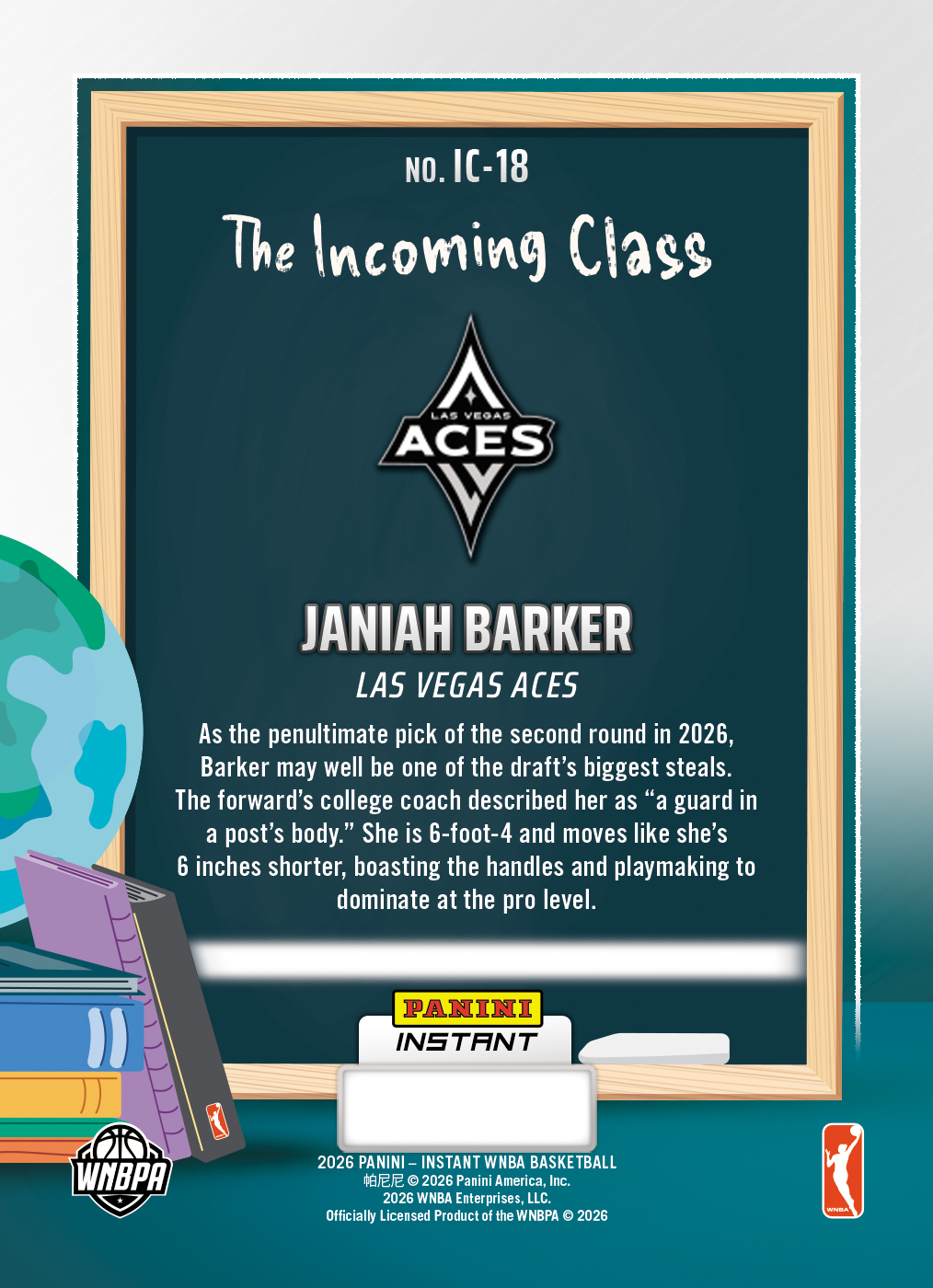 Product image 2 for - Janiah Barker - 2026 Panini Instant WNBA The Incoming Class #18 - Base /25 Auto