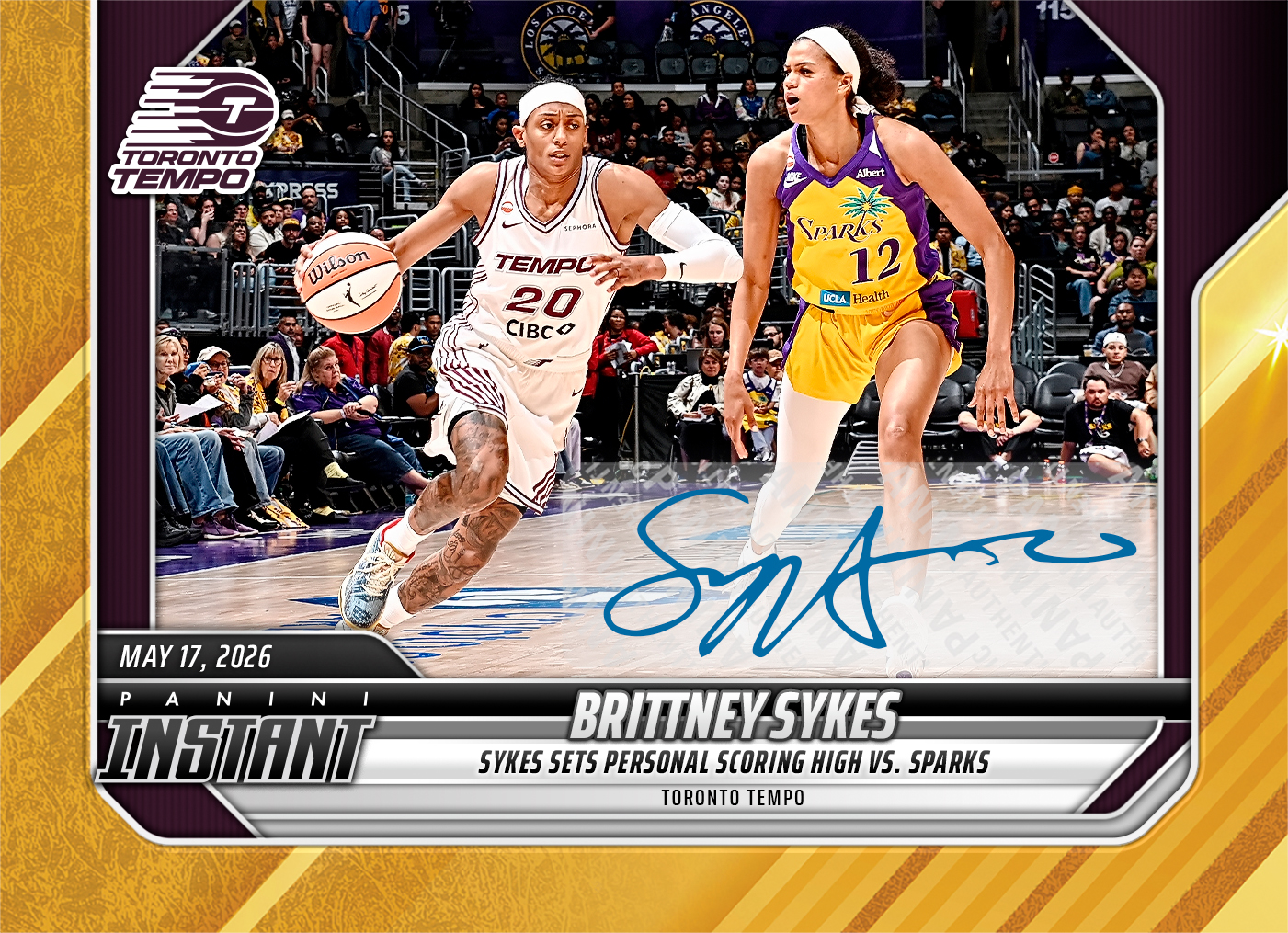 Product image 1 for - Brittney Sykes - 2026 Panini Instant WNBA #68 - Gold /10 Auto