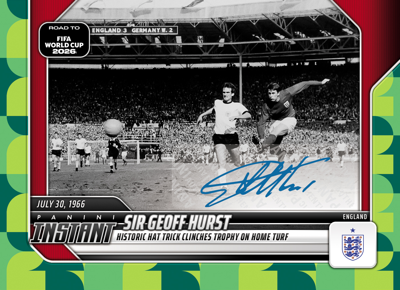 Product image for - Sir Geoff Hurst - 2026 Panini Instant Road to FIFA World Cup 2026™ #20 - Green /