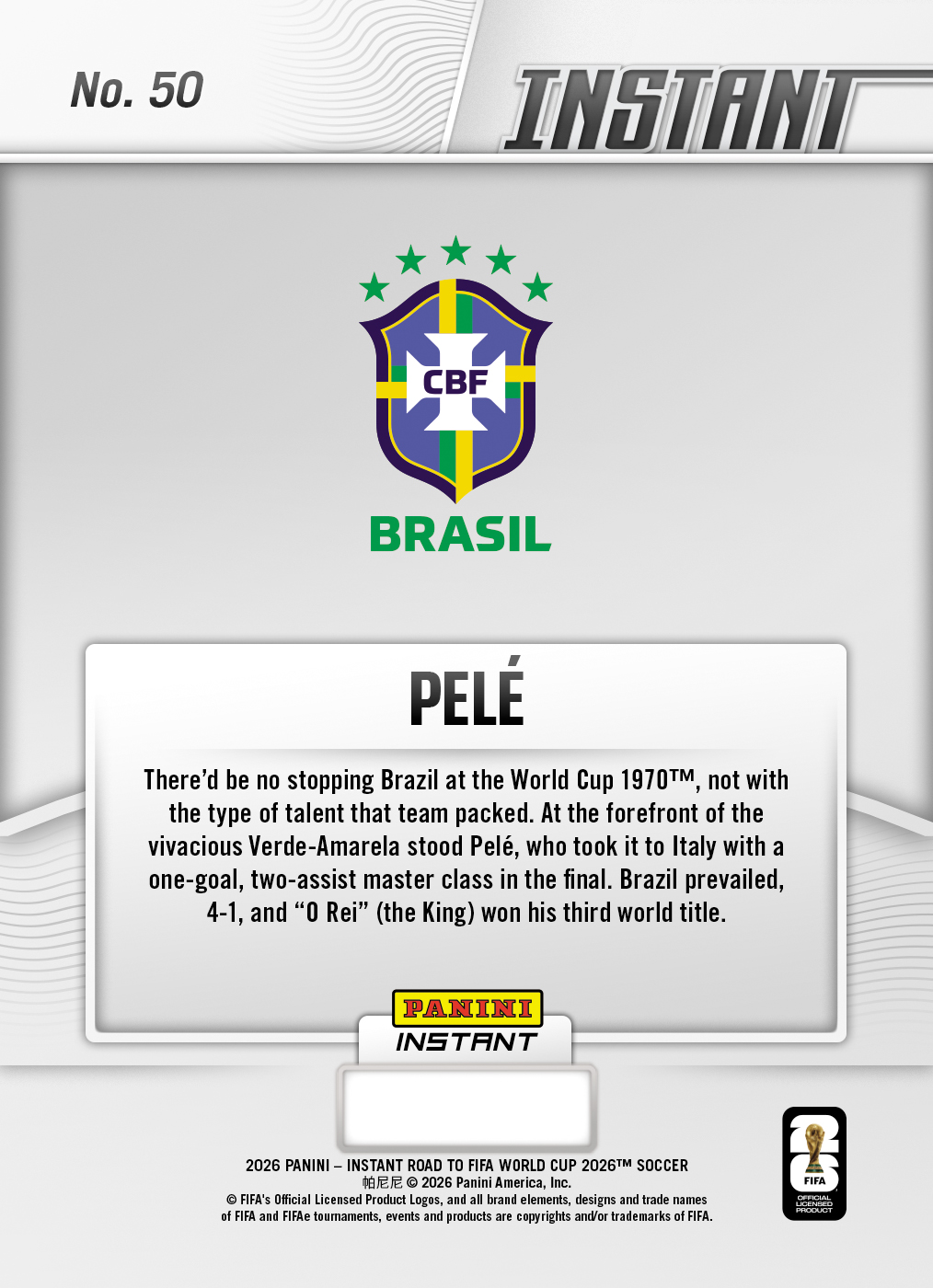 Product image 2 for - Pele - 2026 Panini Instant Road to FIFA World Cup 2026™ #50 - Base