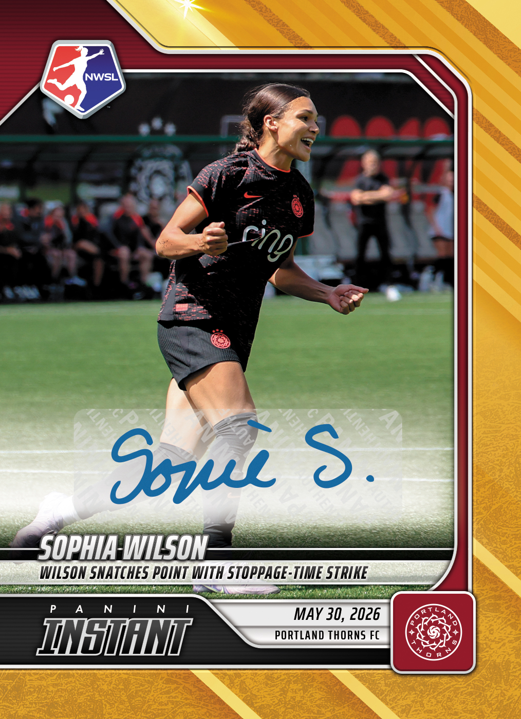 Product image 1 for - Sophia Wilson - 2026 Panini Instant NWSL #83 - Gold /10 Auto