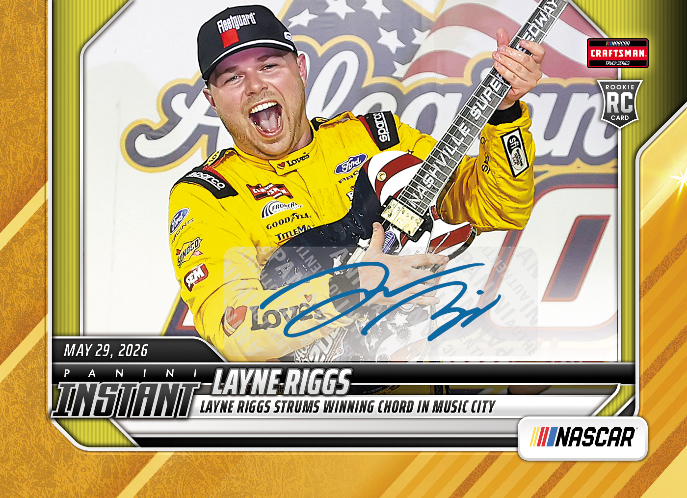 Product image 1 for - Layne Riggs - 2026 Panini Instant NASCAR #47 - Gold /10 Auto