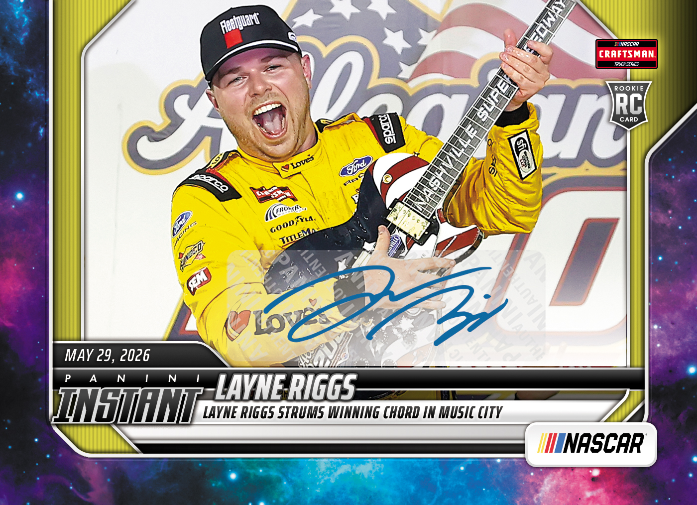 Product image 1 for - Layne Riggs - 2026 Panini Instant NASCAR #47 - Galaxy 1/1 Auto