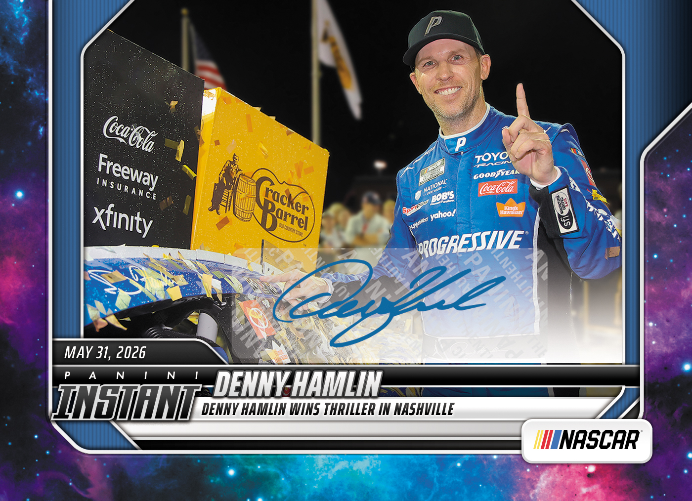 Product image 1 for - Denny Hamlin - 2026 Panini Instant NASCAR #49 - Galaxy 1/1 Auto