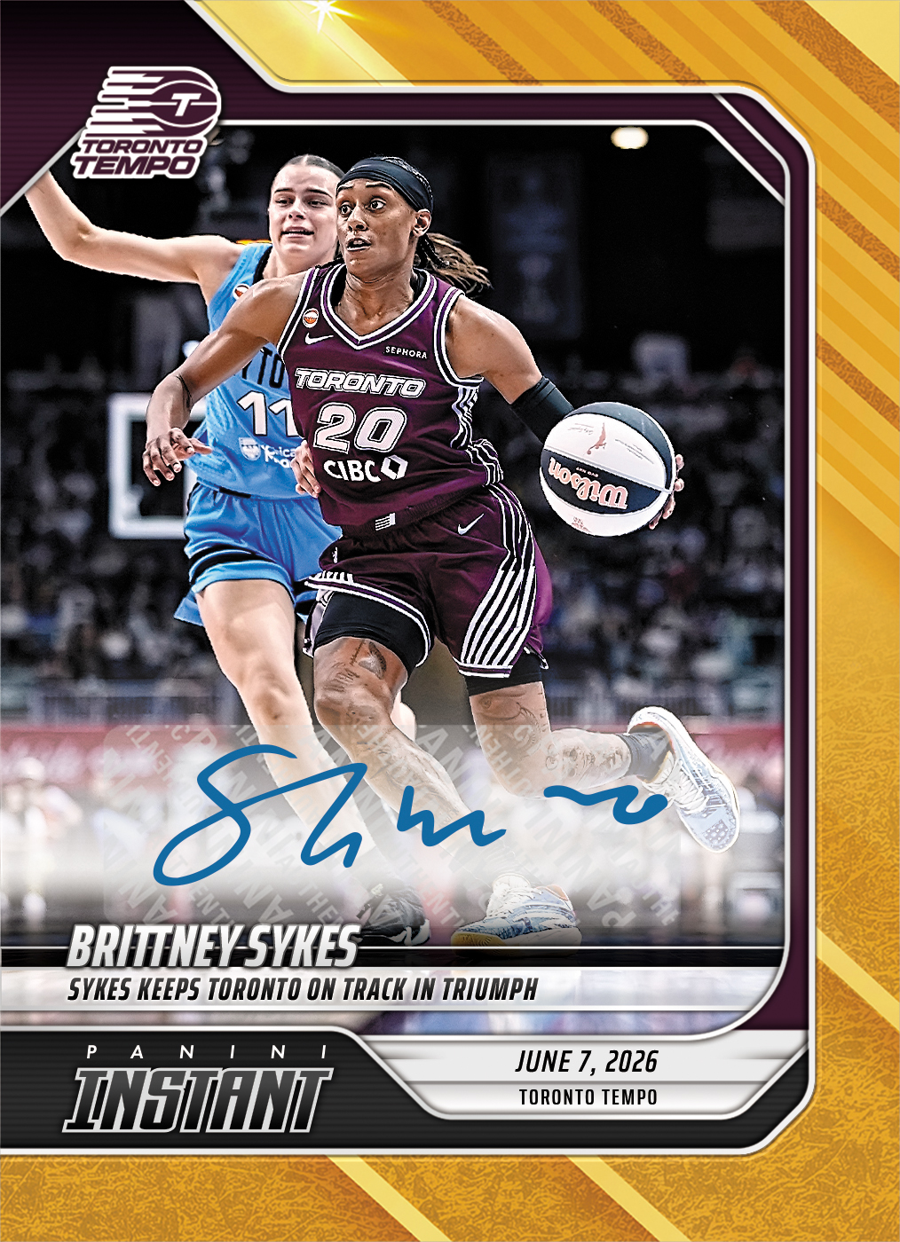 Product image 1 for - Brittney Sykes - 2026 Panini Instant WNBA #134 - Gold /10 Auto