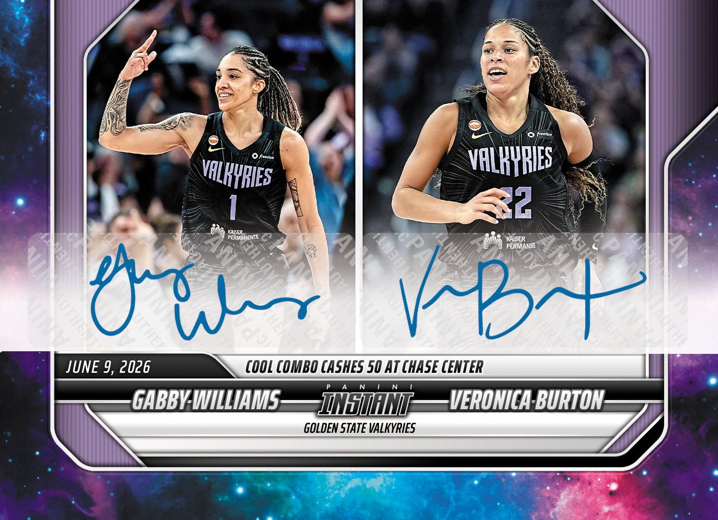 Product image 1 for - Gabby Williams/Veronica Burton - 2026 Panini Instant WNBA #141 - Galaxy 1/1 Auto