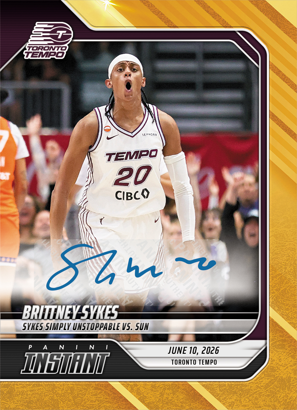 Product image 1 for - Brittney Sykes - 2026 Panini Instant WNBA #142 - Gold /10 Auto