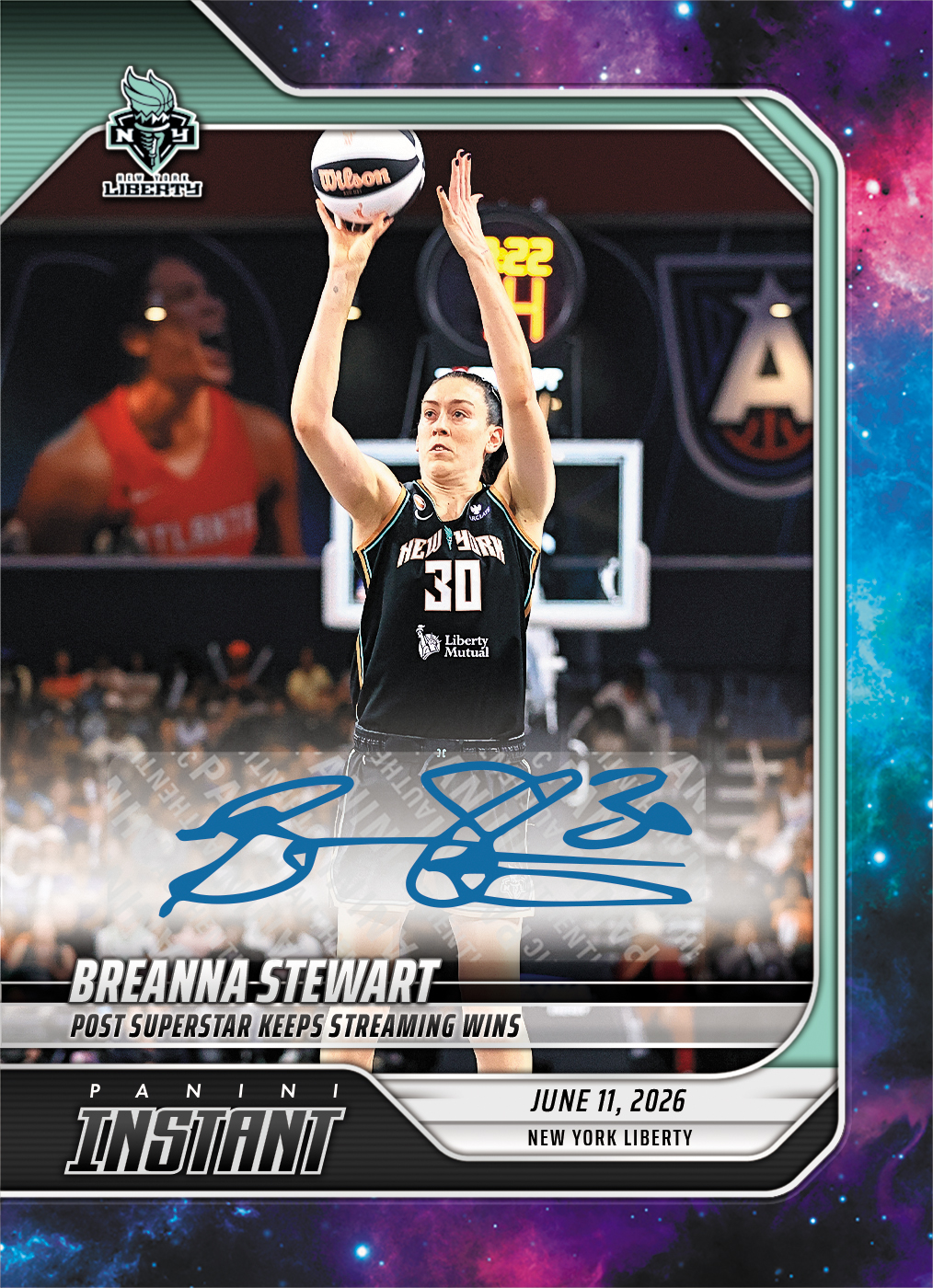 Product image 1 for - Breanna Stewart - 2026 Panini Instant WNBA #146 - Galaxy 1/1 Auto