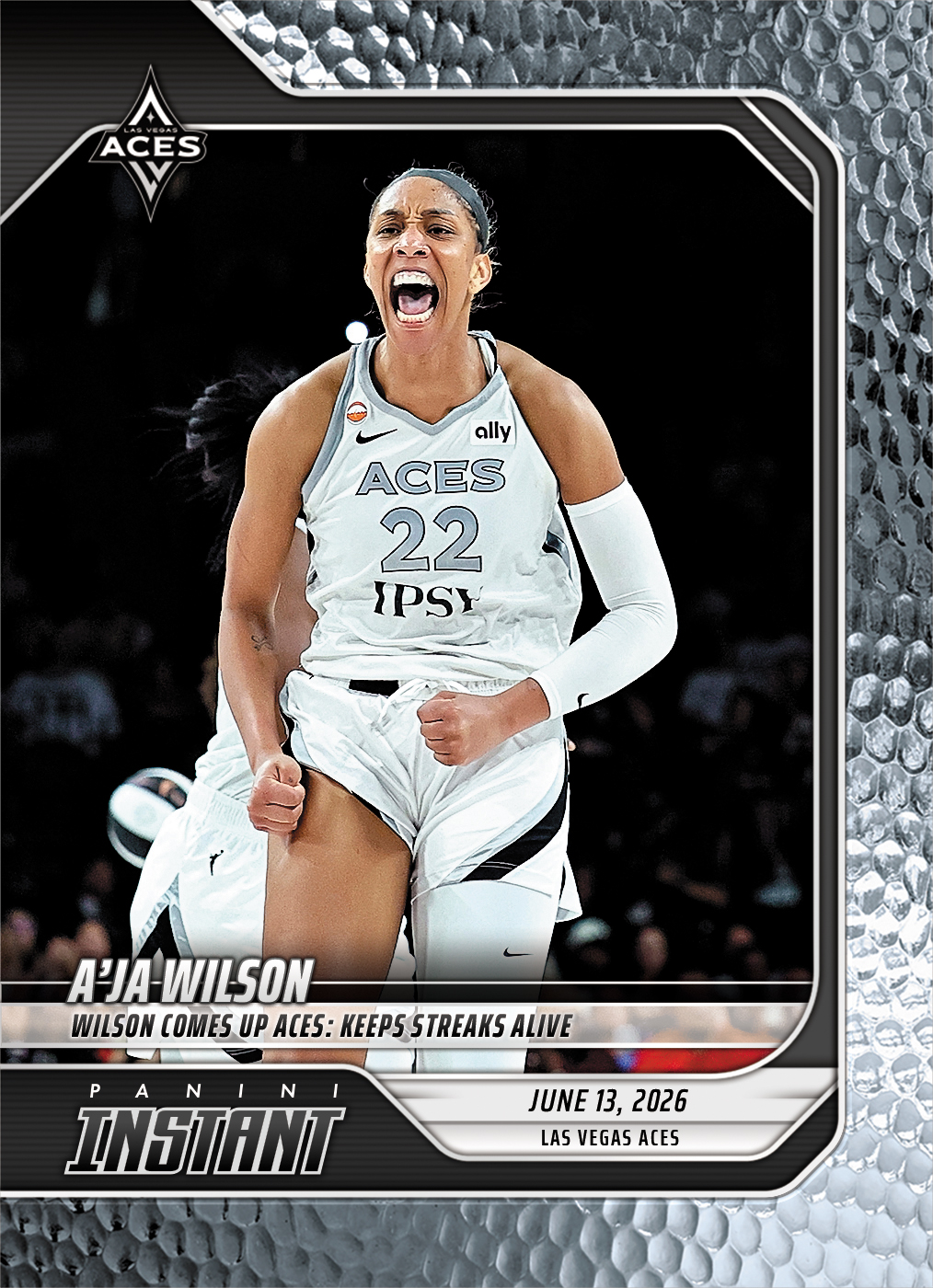 Detailed Image of A'ja Wilson - 2026 Panini Instant WNBA #153 - Metallic /5
