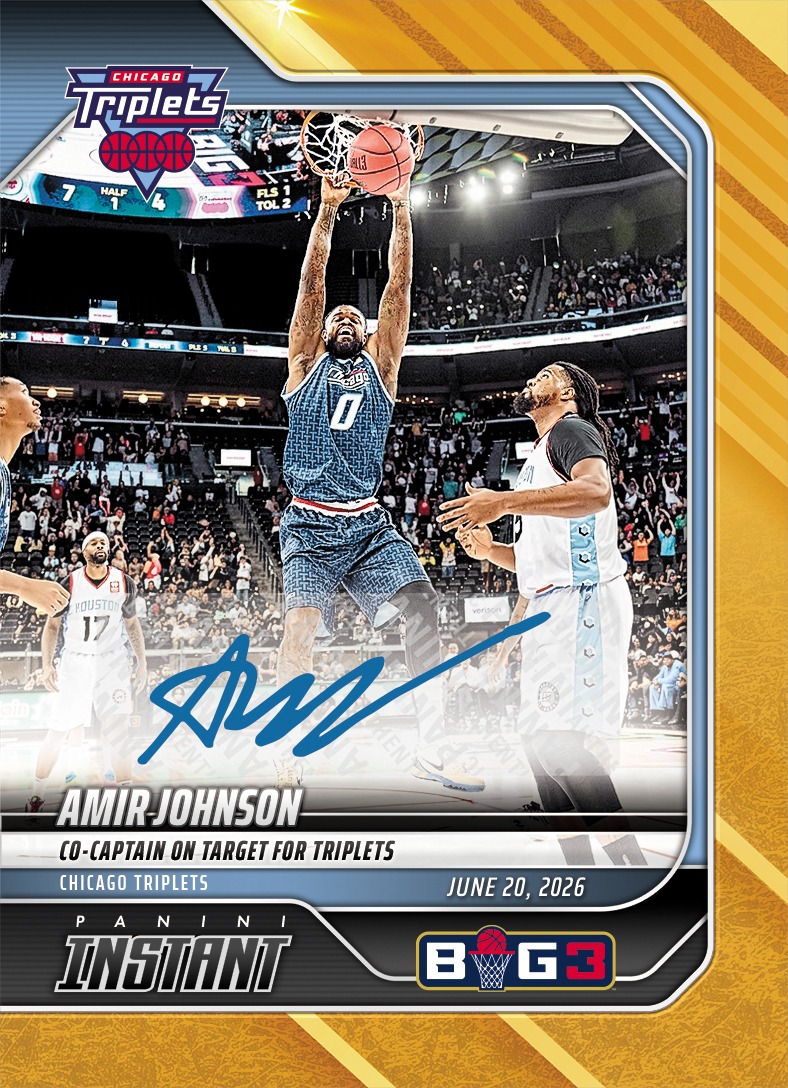 Detailed Image of Amir Johnson - 2026 Panini Instant Big3 #4 - Gold /10 Auto
