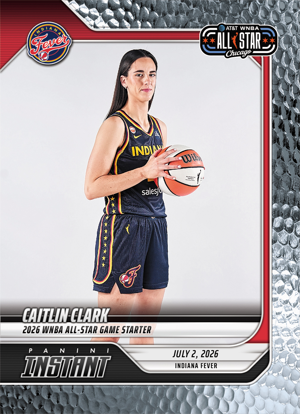 Detailed Image of Caitlin Clark - 2026 Panini Instant WNBA #206 - Metallic /5