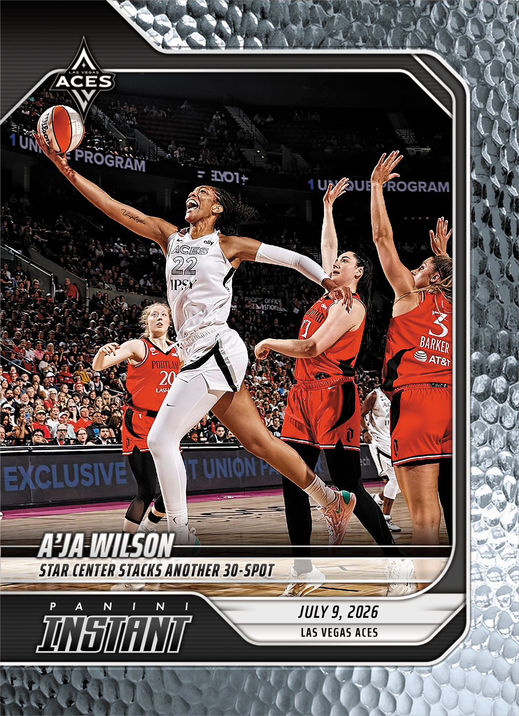Detailed Image of A'ja Wilson - 2026 Panini Instant WNBA #233 - Metallic /5
