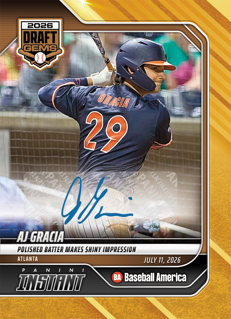 Product image 1 for - AJ Gracia - 2026 Panini Instant Baseball #2 - Gold /10 Auto